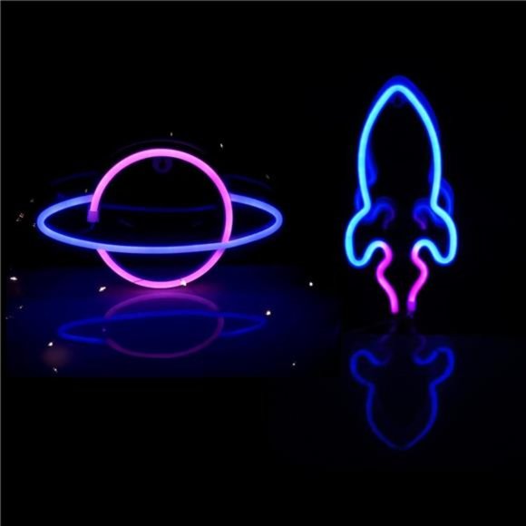 3Pcs Neon Signs,LED Neon Light Signs for Wall Decoration,LED Rocket Planet Alien - Picture 5 of 5